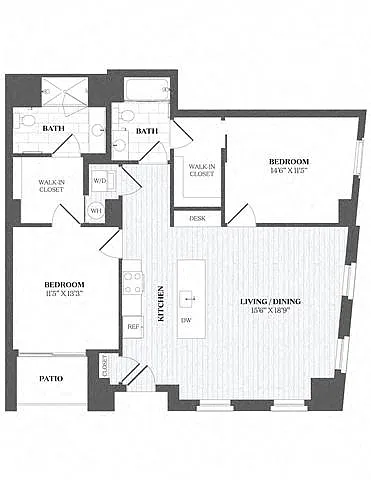 Floor plan 2 Bed/2 Bath-F-3 - 29 Audubon Street