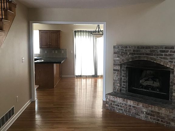 View from living room to dining/kitchen