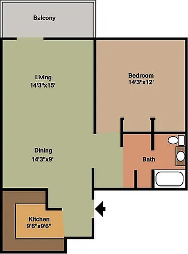 Floor plan 1 Bedroom Garden