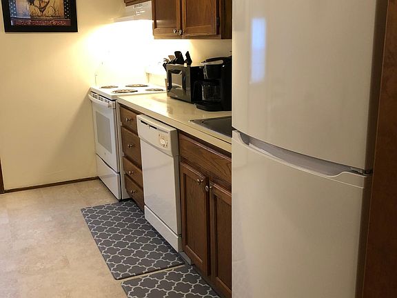 New fridge and kitchen sink faucet.
