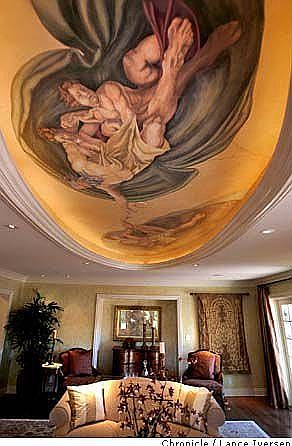Fresco style painting adorns Formal Living Room ceiling