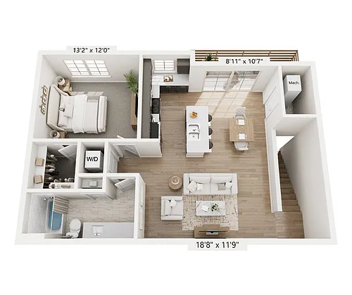 Floor plan C 1 Bedroom