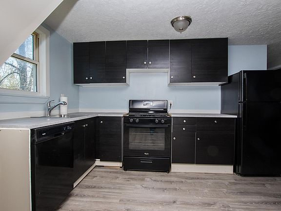 Kitchen with dishwasher, gas stove and fridge