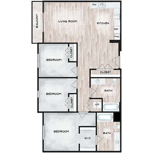 Floor plan 3 Bed 2 Bath A