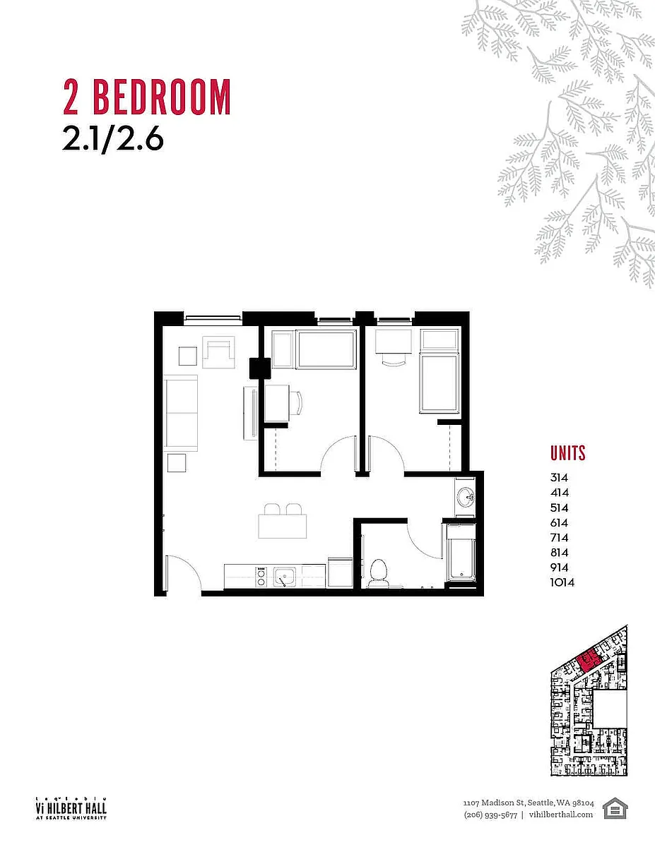 Floor plan Two Bedroom One Bath
