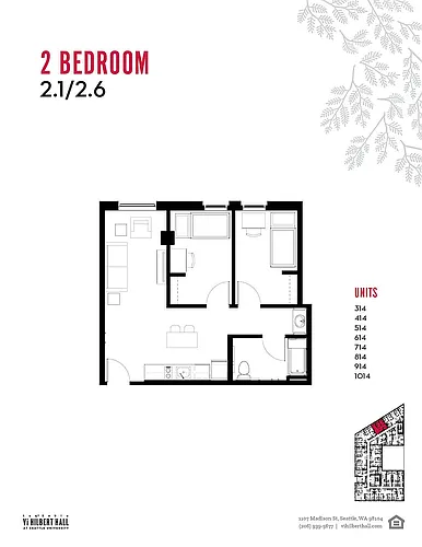 Floor plan Two Bedroom One Bath
