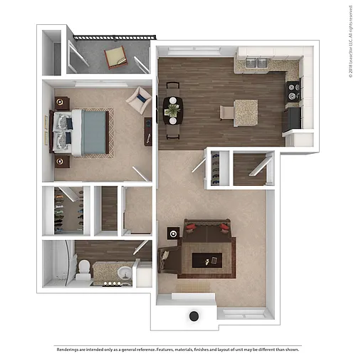 Floor plan A4 - One Bedroom One Bath Island