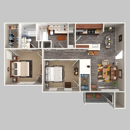 Floor plan Two Bed, Two Bath