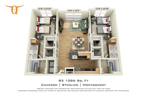 Floor plan 2 Bedroom (Price Per Bed)