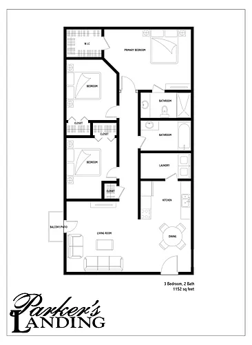 Floor plan 3 Bed 2 Bath