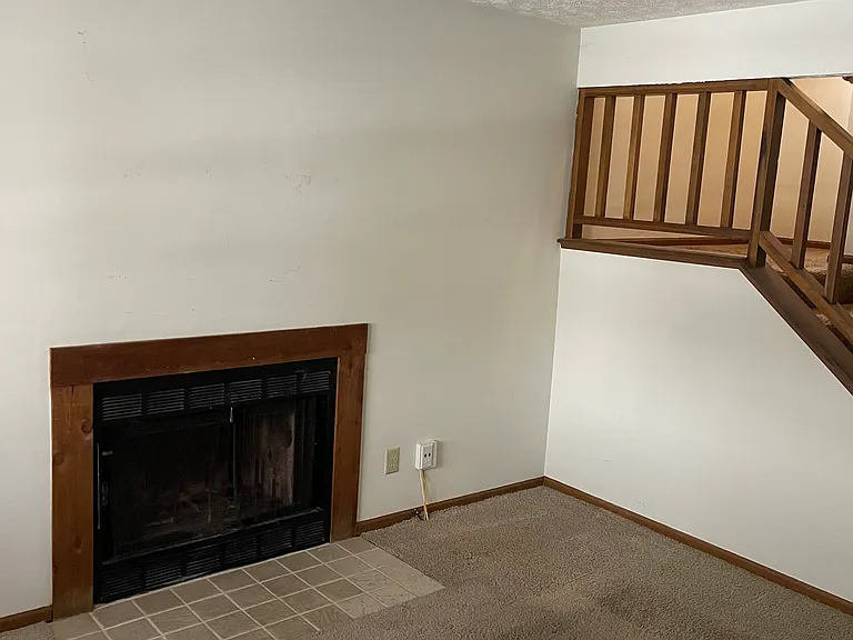 family room with fireplace