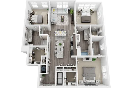 Floor plan 3A 3 Bedroom 2 Bath