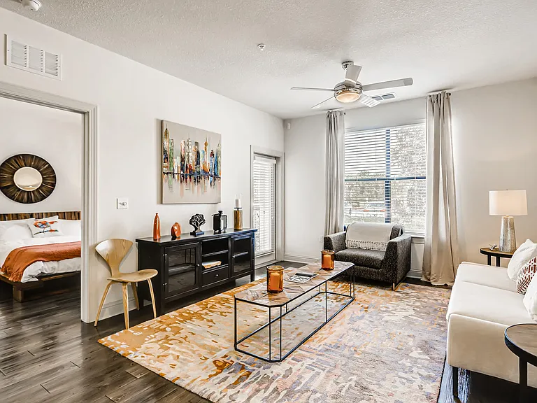 Living room with wood-designed flooring