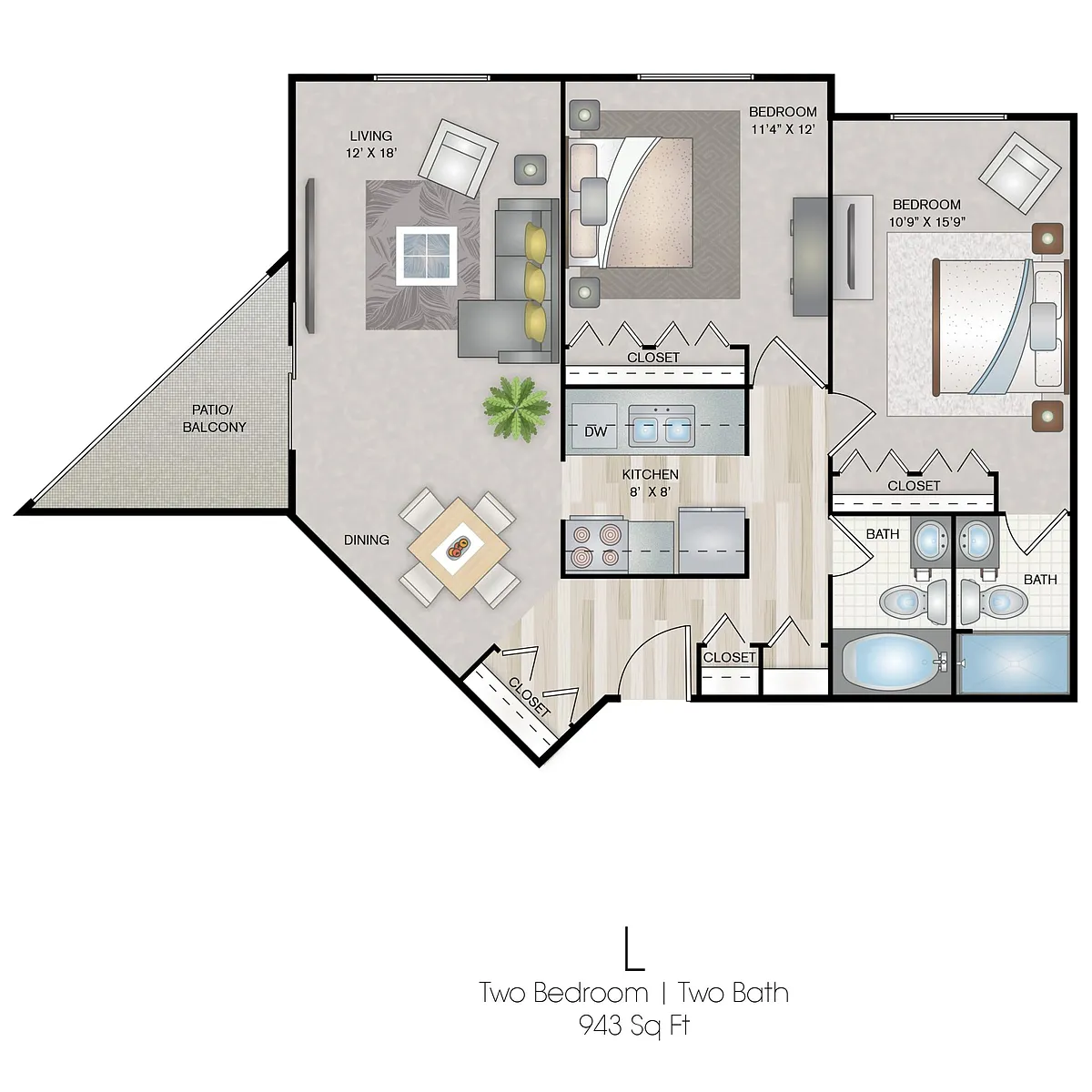 Floor plan 2 Bedroom L