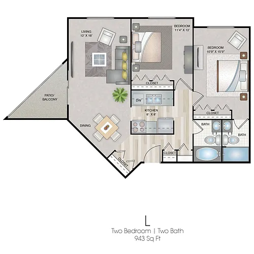Floor plan 2 Bedroom L