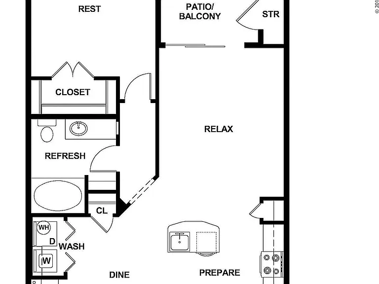 Ambrosio - 1B1B - 775 SF - A3.1 - 2D Floorplan Ambrosio - 1B1B - 775 SF - A3.1 - 2D Floorplan