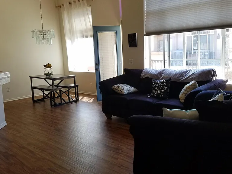 Living room and dining room area