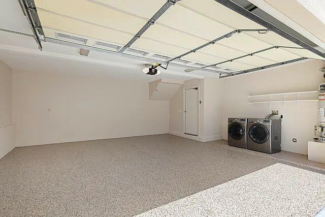 Renovated 2-car garage with washer and dryer