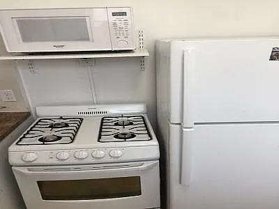 Refrigerator, gas stove, microwave