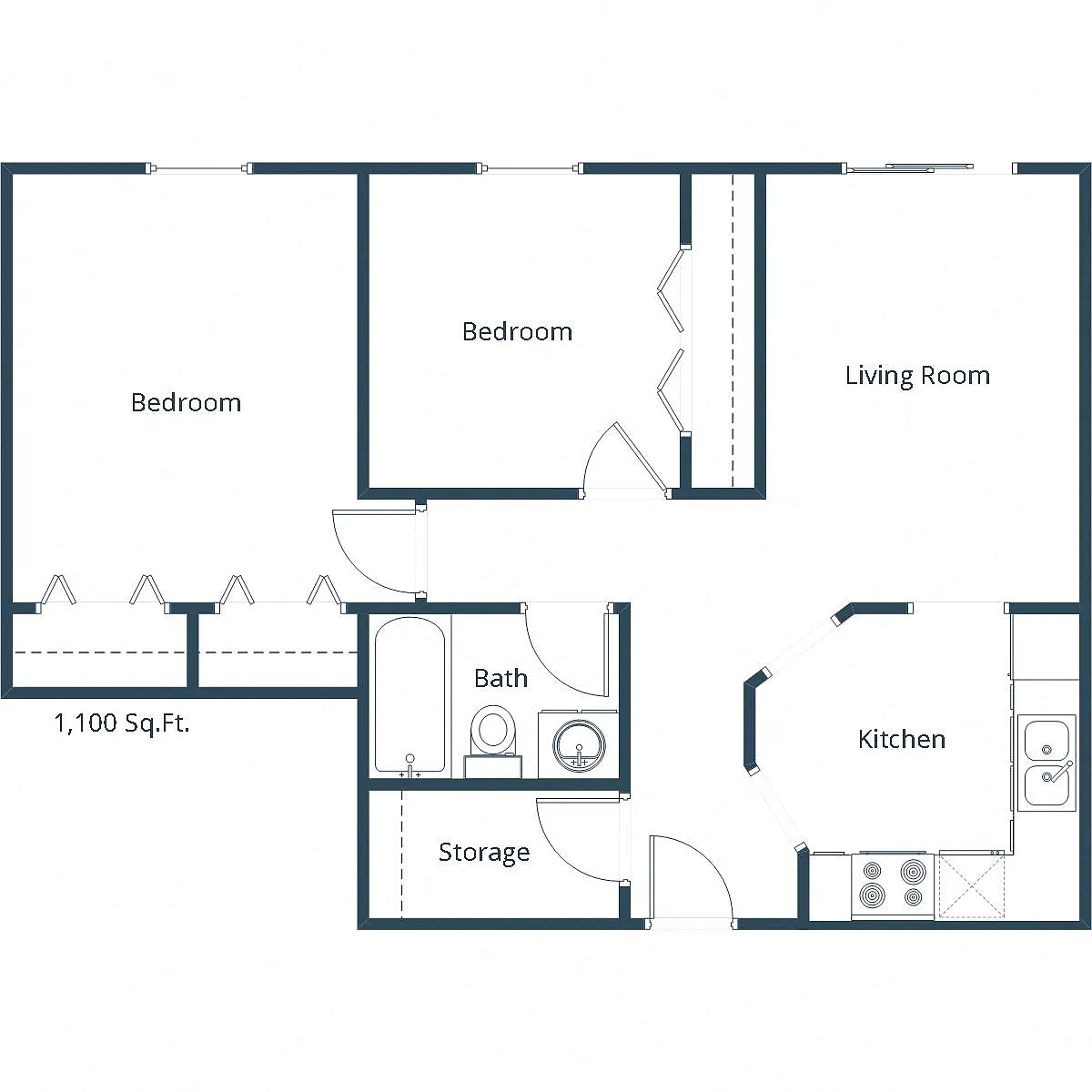 Floor plan Two Bedroom 21G