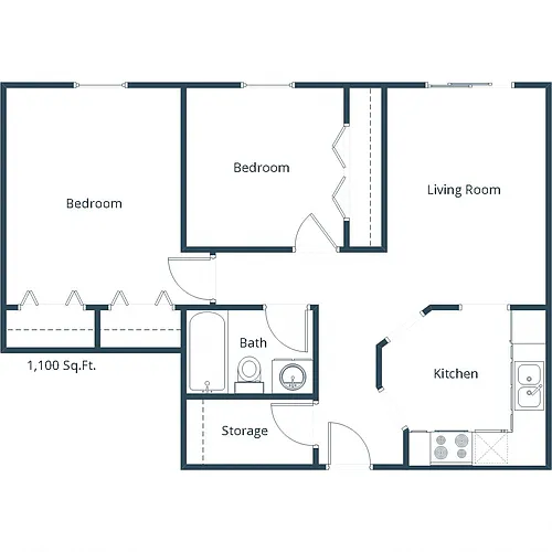Floor plan Two Bedroom 21G