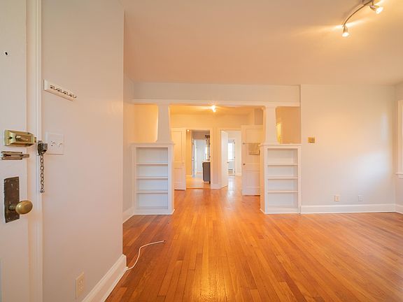 Living Area with built-in shelves