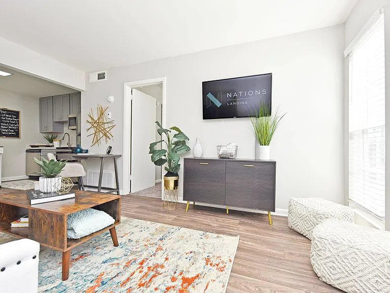 Living Room with Hardwood Style Flooring