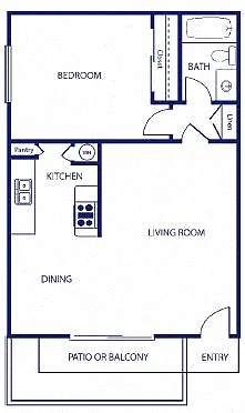 Floor plan One Bedroom, One Bathroom