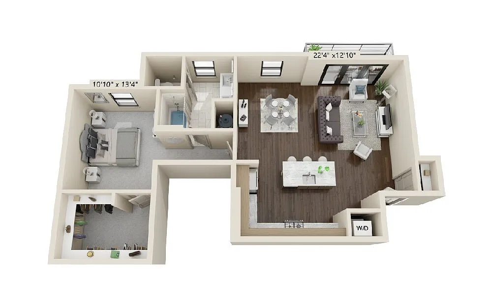 Floor plan 1 bedroom 1 bath