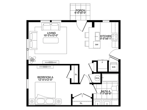 Floor plan 1br Duplex