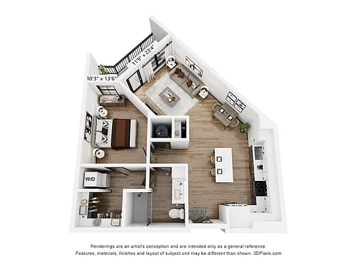 Floor plan A6: 1 Bed 1 Bath