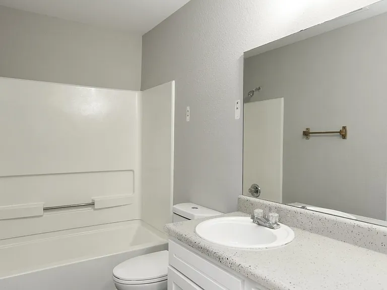 Bright bathroom with bathtub