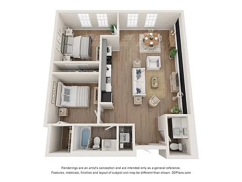 Floor plan 2 Beds 1 and half Baths