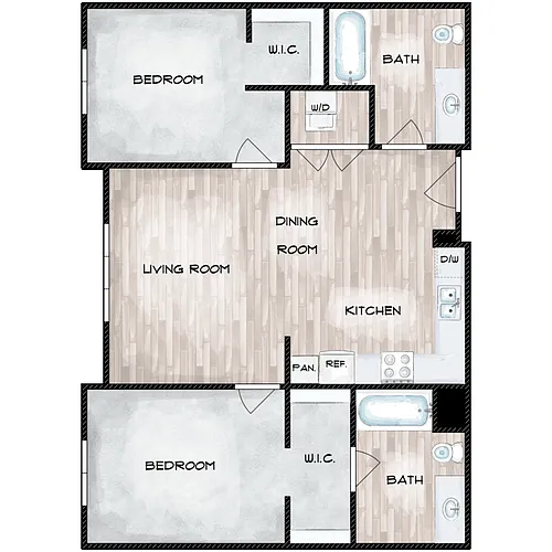 Floor plan 2 Bed 2 Bath