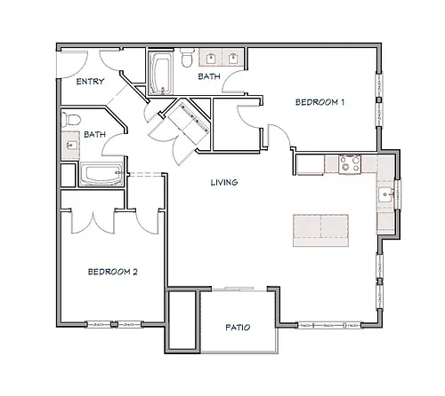 Floor plan 2 Bed 2 Bath Flagship