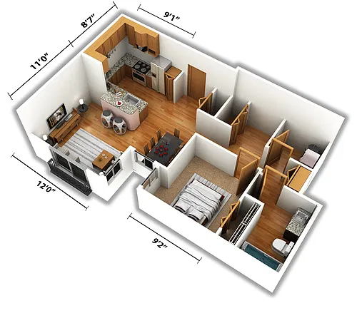 Floor plan 1Bedroom 1Bath