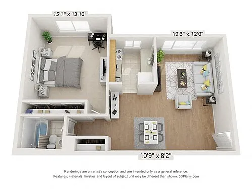 Floor plan 1x1 750 sf