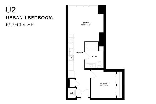 Floor plan Urban One Bedroom U2