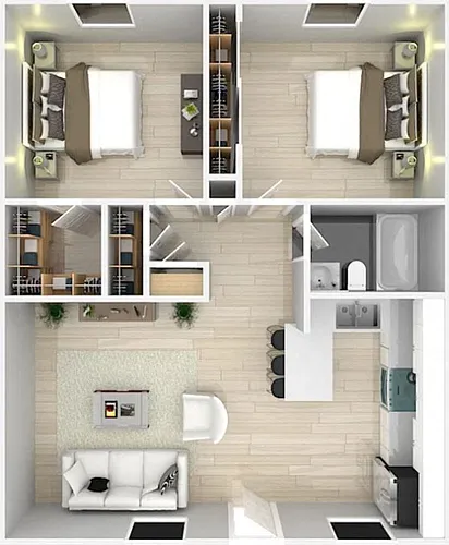 Floor plan Two Bedroom One Bath