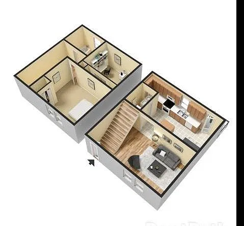 Floor plan Two Bed Townhome B