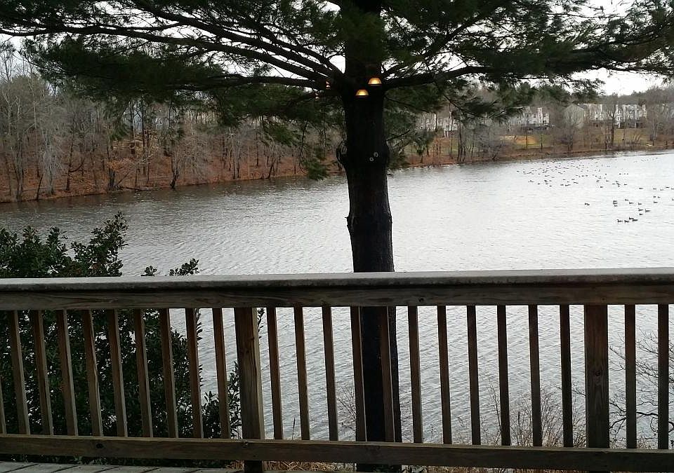 Water view in winter from deck