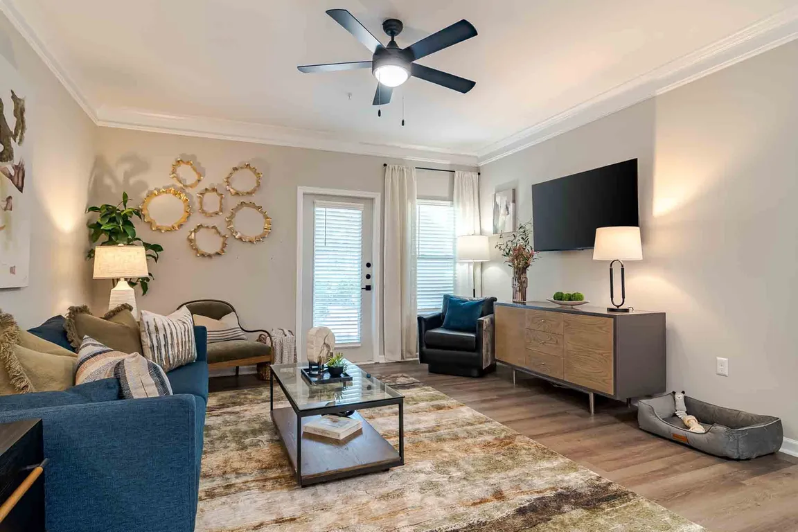 Newly Renovated Living Room with Hardwood Style Flooring
