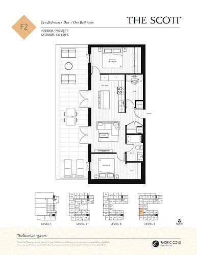 Floor plan 2 Bedroom + Den + 1 Bath 2 Bed 1 Bath