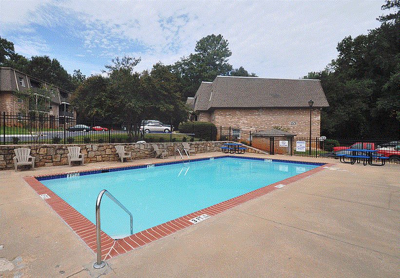 Pool area in the center of the property