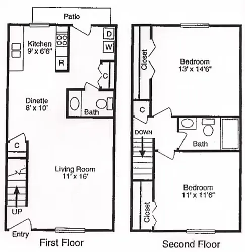 Floor plan 2 Bed Townhouse