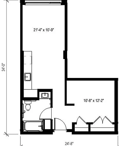 Floor plan 1 Bed/1 Bath-A17.1