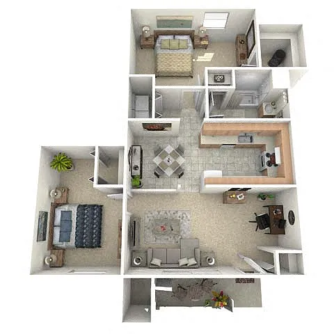 Floor plan 2BR/1BA Lincoln