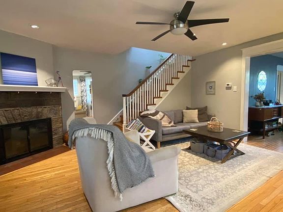 Living room and fireplace