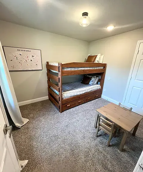 Bedroom #4 with twin bunkbeds for children.