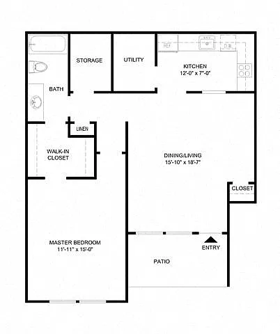 Floor plan 1 Bed 1 Bath